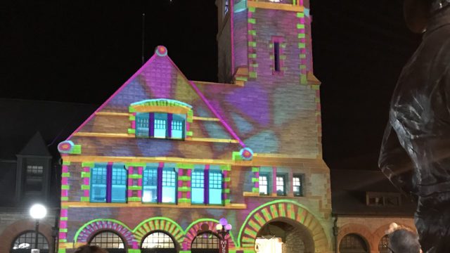 Projection mapped church